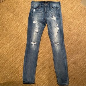 Express Distressed Mid-Rise Jeggings